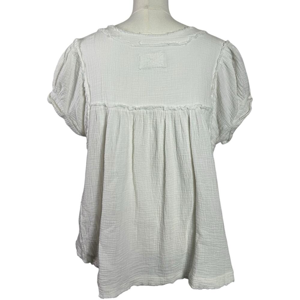 Free People Bohemian Horizons Double Cloth Gauze Swing Top Optic White Large - Picture 4 of 14
